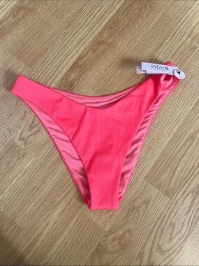Victoria's Secret Coral Pink rib Brazilian Bikini Bottom NWT Size M